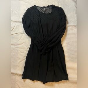 Medium Zara Basic, Black sheer long sleeve romper